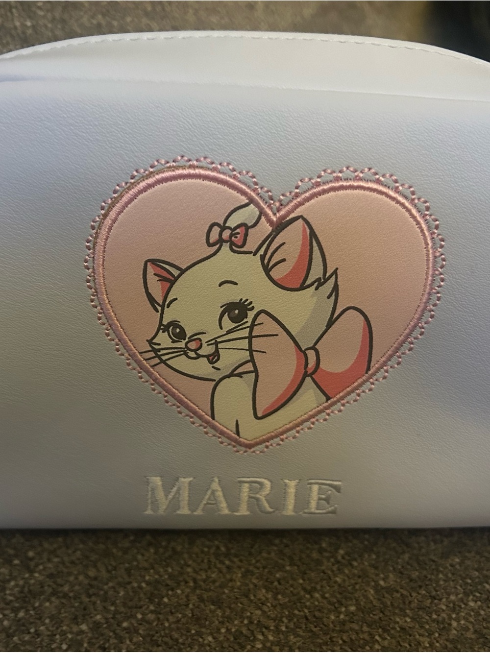 White Cosmetic Pouch with Pink Heart Marie Cat